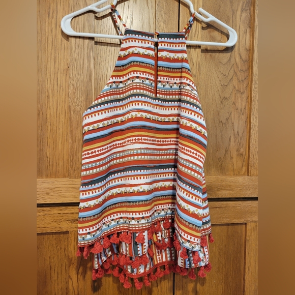 NWT Evereve Sunday in Brooklyn  Desert Stripe Tiered Tassel Tank Top XS - Picture 8 of 13